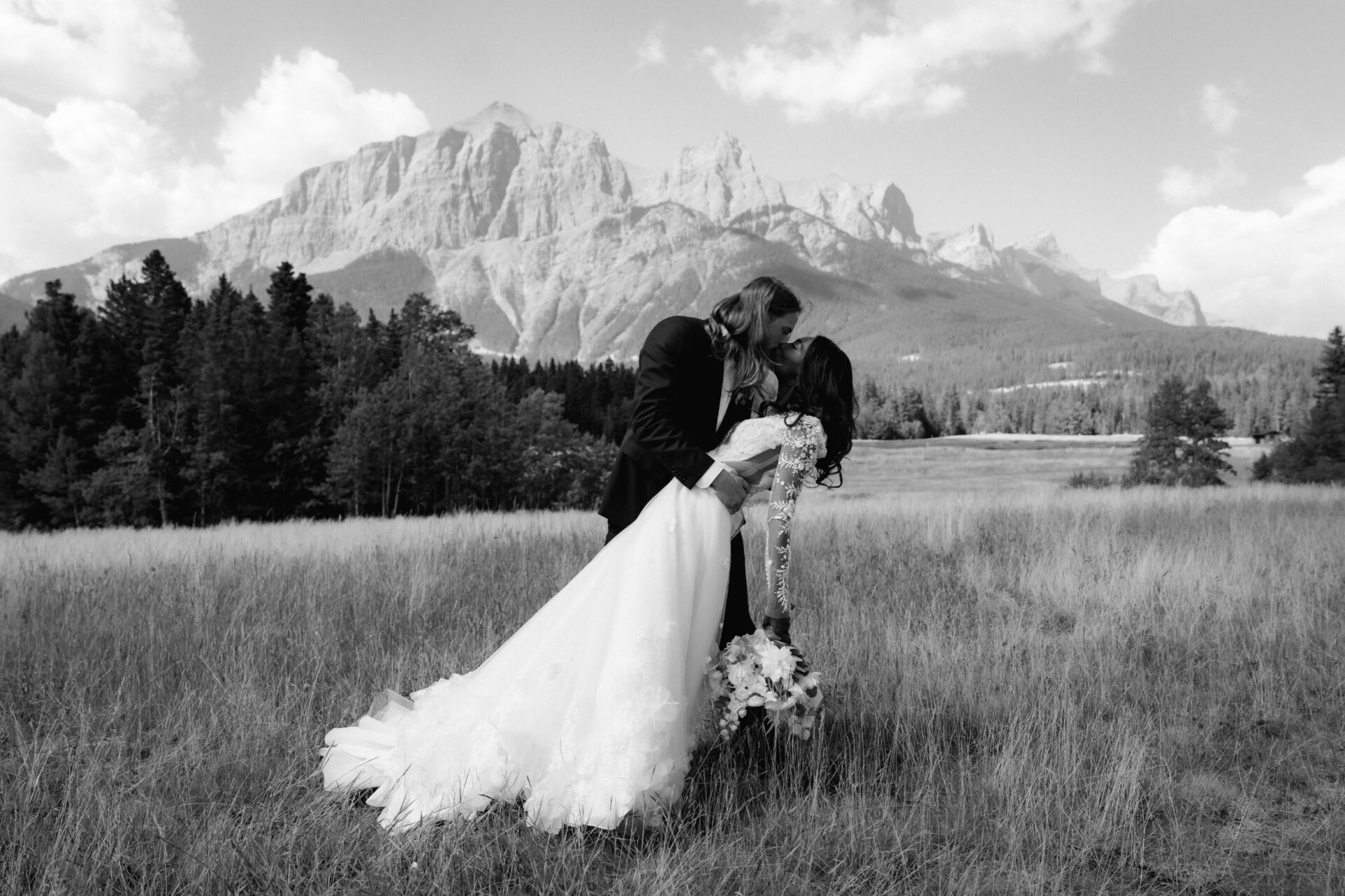 Modern Mountain Wedding Black and White