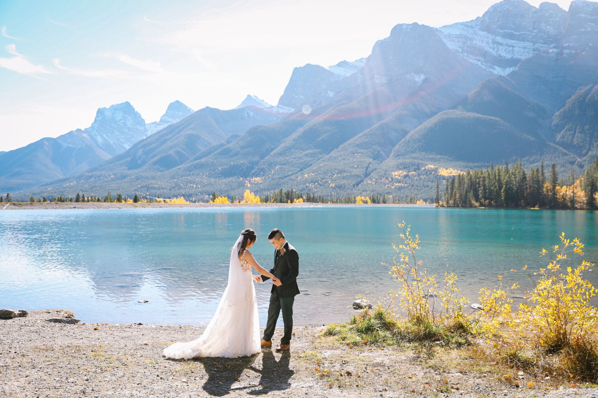 Canmore Wedding Venues - First Look at Quarry Lake